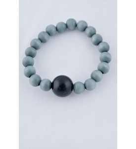 Adzo Designs grey blue blend wood beads with black focus on stretch